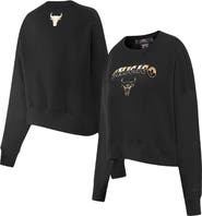 PRO STANDARD Women's Pro Standard Black Chicago Bulls Glam Cropped Pullover Sweatshirt