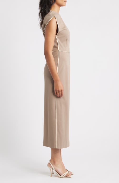 Hugo Boss Boss Detira Cap Sleeve Sheath Dress In Brown
