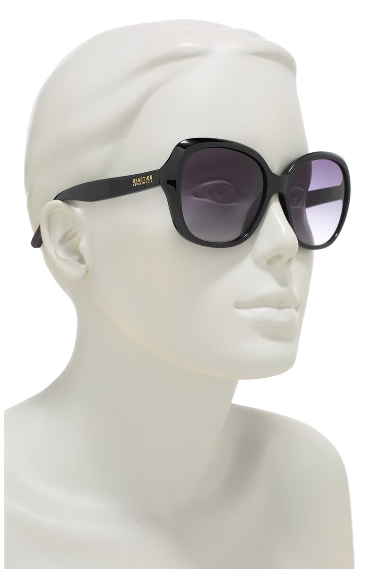 56mm Butterfly Sunglasses, Alternate, color, BLACK / SMOKE GRADIENT LENS