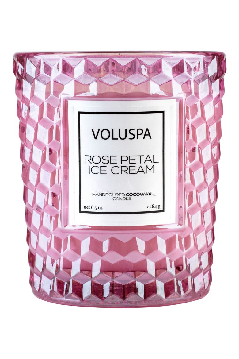 Roses Classic Textured Glass Candle, Main, color, ROSE PETAL ICE CREAM
