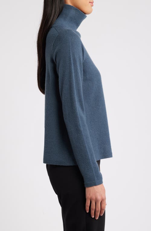 Eileen Fisher Boxy Cashmere Turtleneck Sweater In Blue