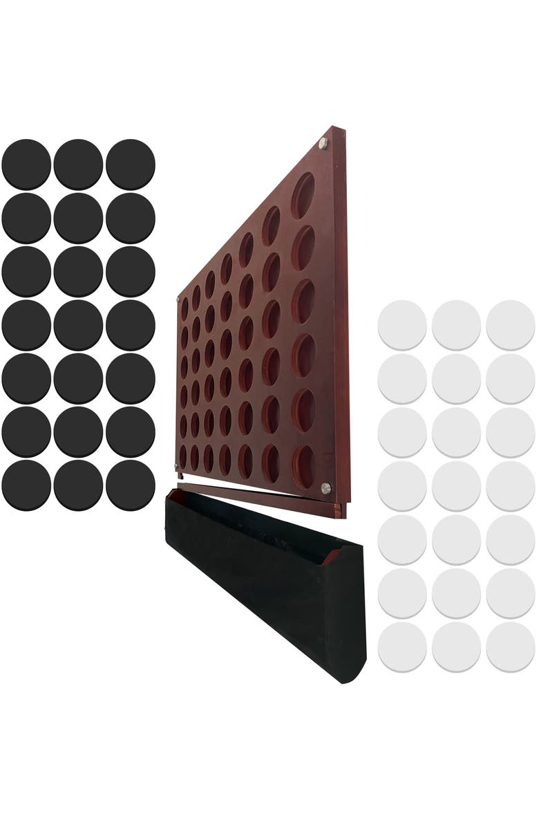 Swooc Games Wall Mounted Giant 4 In A Row Game, Alternate, color, Brown