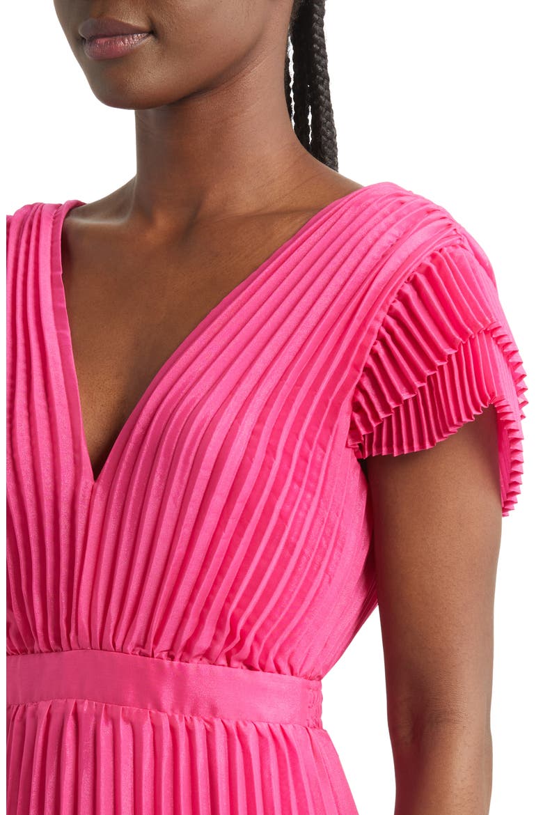 Daisy Pleated Tie Back Midi Dress, Alternate, color, PINK