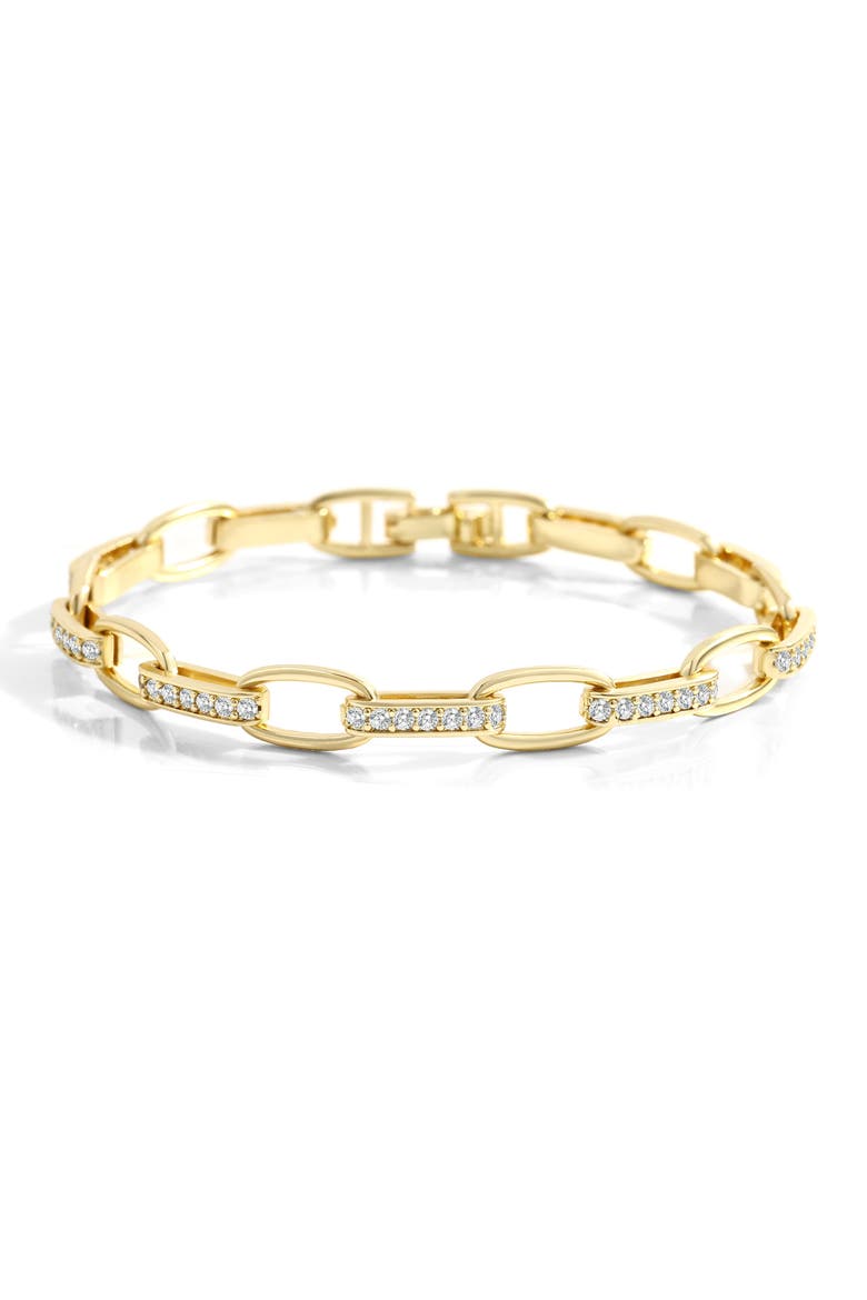 Interlinked Cubic Zirconia Paperclip Bracelet, Main, color, 18k Gold Plated