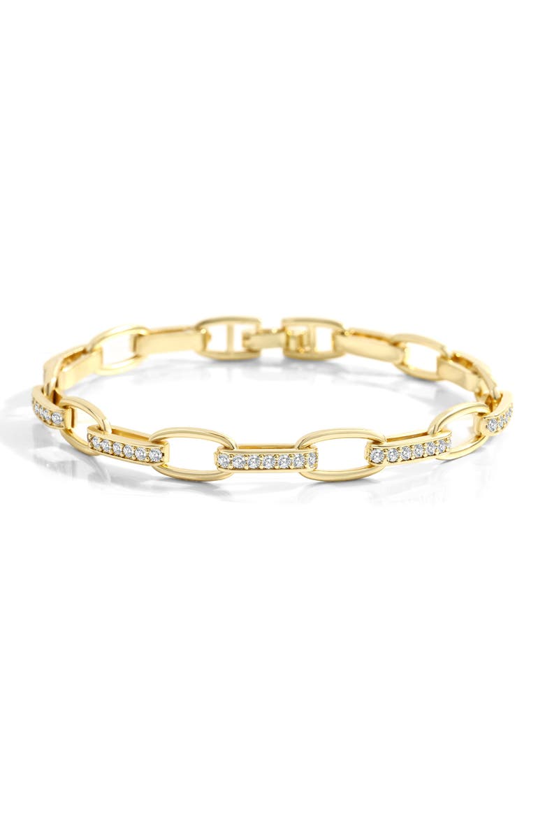 Mint & Lily Interlinked Diamond Paperclip Bracelet, Main, color, 18K Gold Plated