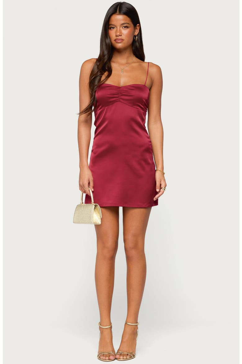 Taira Satin Minidress, Alternate, color, BURGUNDY