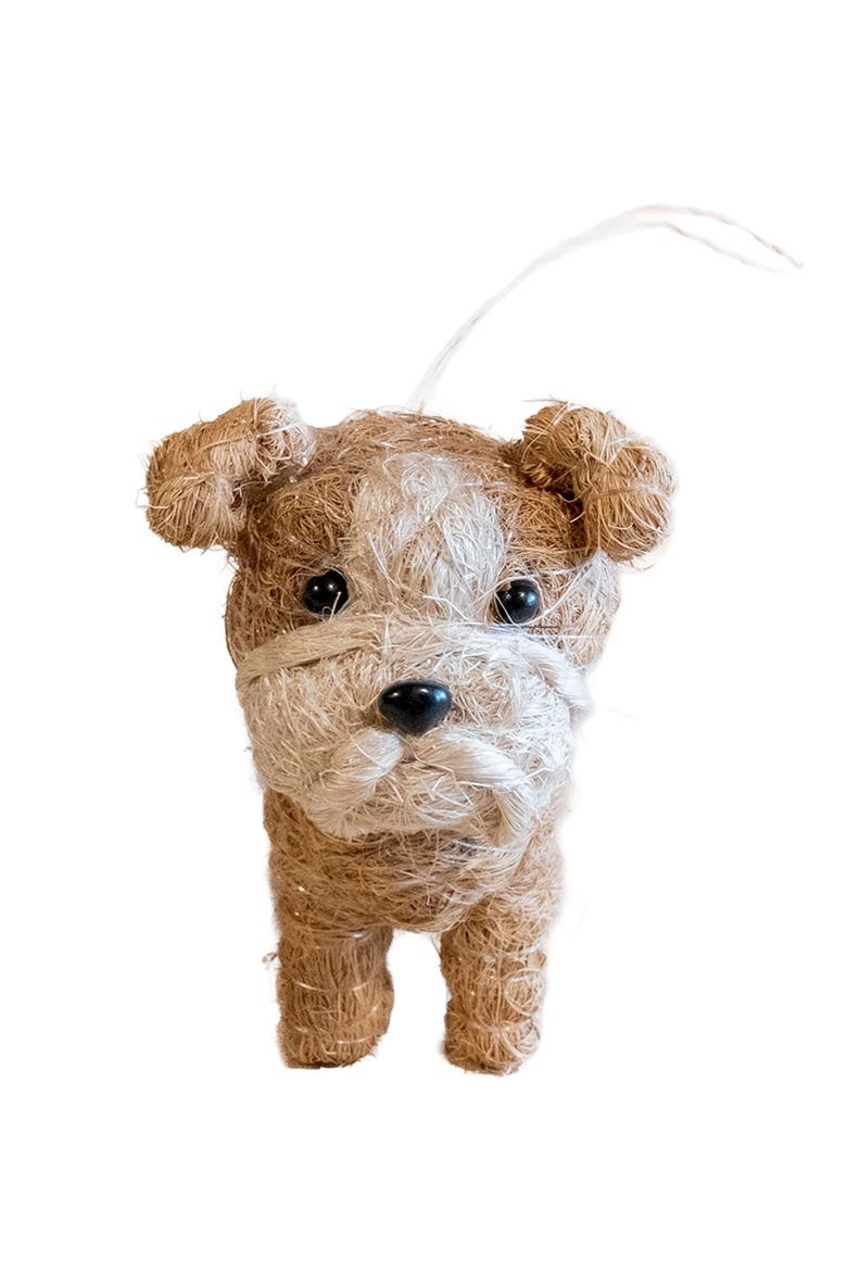 English Bulldog Handwoven Ornament, Alternate, color, BROWN/ WHITE