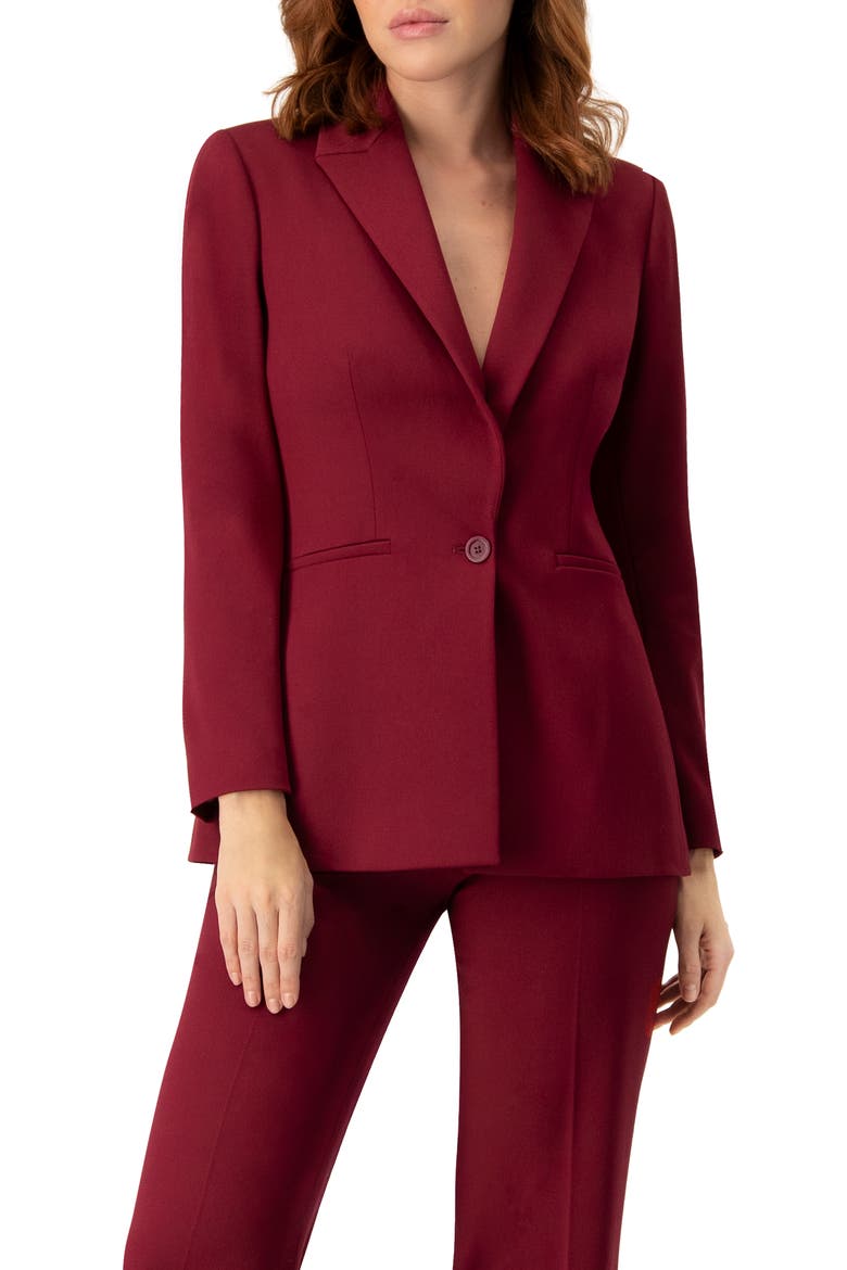Tailored Single-Button Blazer, Main, color, Wine