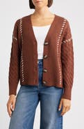 CITY BLUES Whipstitch Cable Cardigan