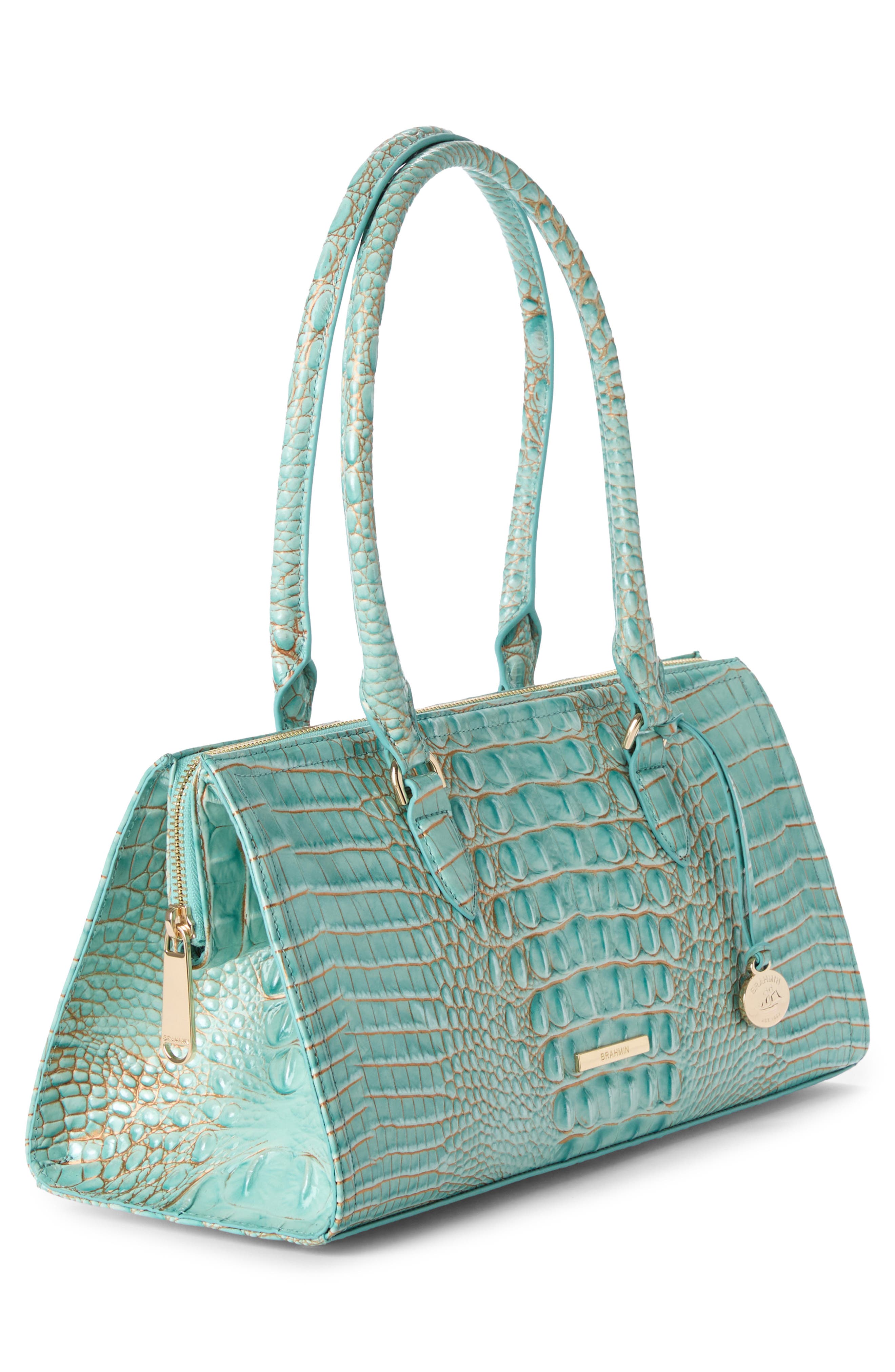 Brahmin Sophia Croc Embossed Leather Satchel, Alternate, color, 