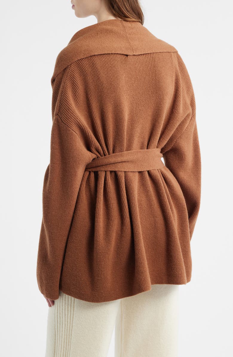 HOUSE OF CB Madison Wool Drape Cardigan, Alternate, color, Chestnut