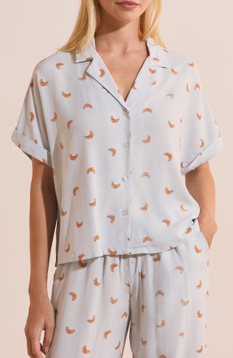 Bayla Croissant Print Pajama Shirt
