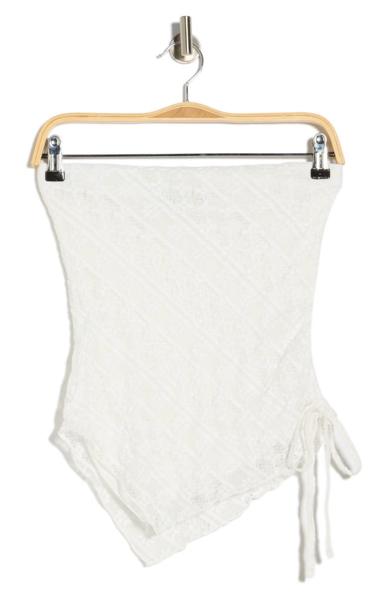 Madden Girl Asymmetric Ruched Tube Top, Alternate, color, White Combo