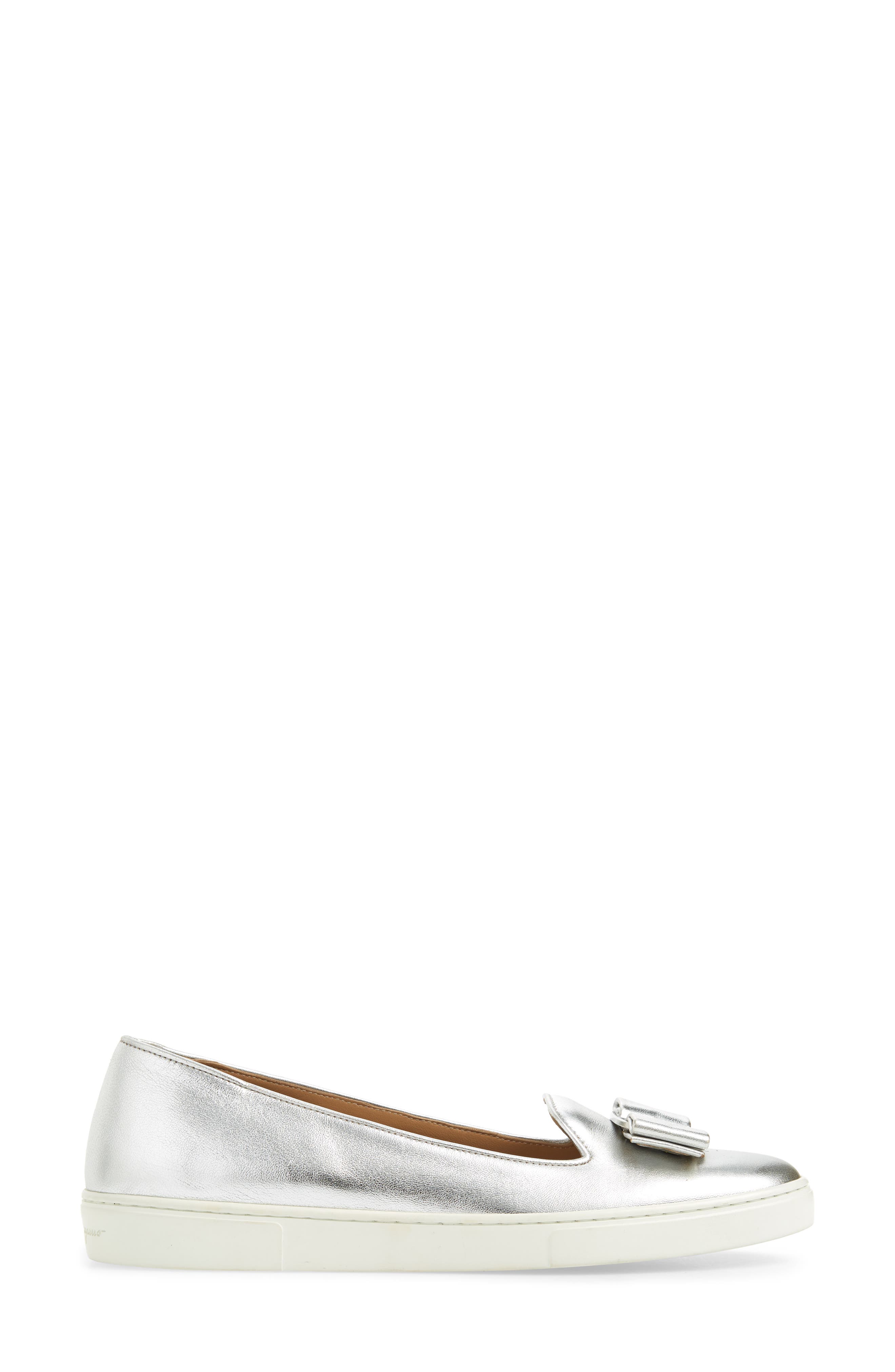 Salvatore Ferragomo Novello Bow Sneaker, Alternate, color, SILVER