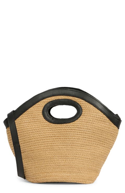 Flared Cutout Handle Straw Bag
