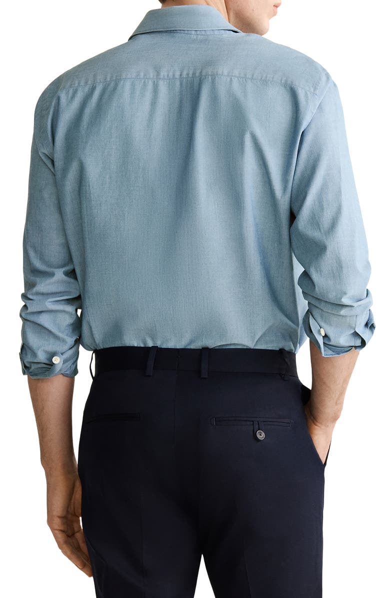 MANGO Slim Fit Cotton Button-Up Shirt, Alternate, color, Blue