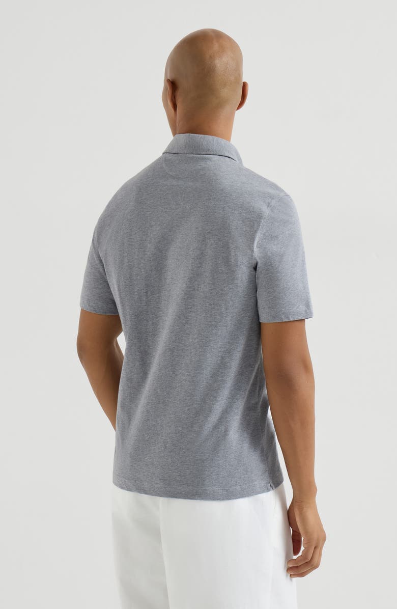 Brunello Cucinelli Polo with shirt collar, Alternate, color, Medium Grey