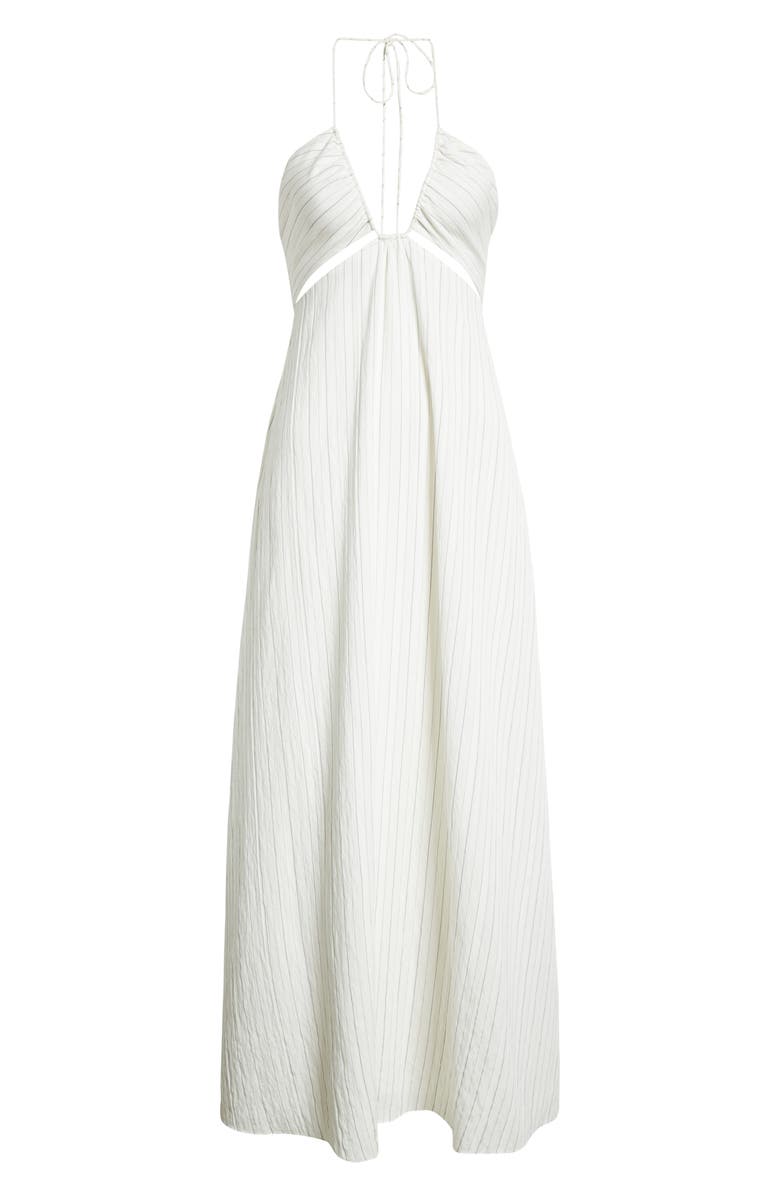 Rebecca Taylor Rumpled Stripe Halter Dress, Alternate, color, Rumpled Stripe Snow