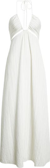 Rumpled Stripe Halter Dress