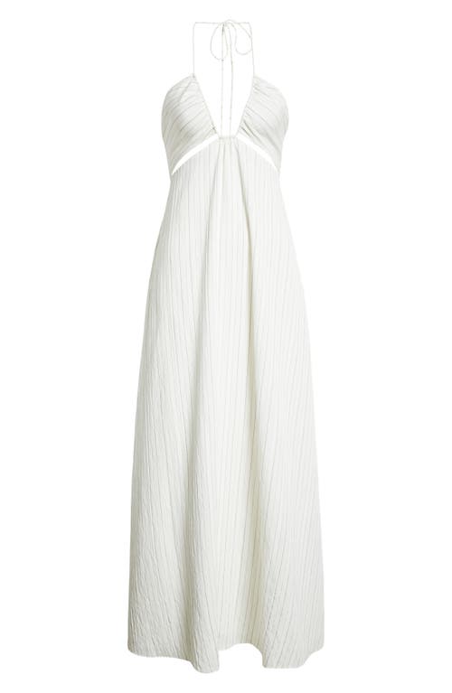REBECCA TAYLOR REBECCA TAYLOR RUMPLED STRIPE HALTER DRESS