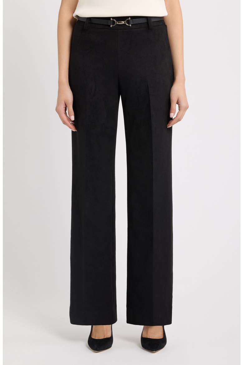 Pull On Wide Leg Faux Suede Pants, Main, color, ANNE BLACK