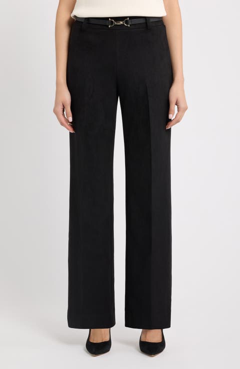 Pull On Wide Leg Faux Suede Pants