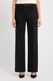 Anne Klein Pull On Wide Leg Faux Suede Pants