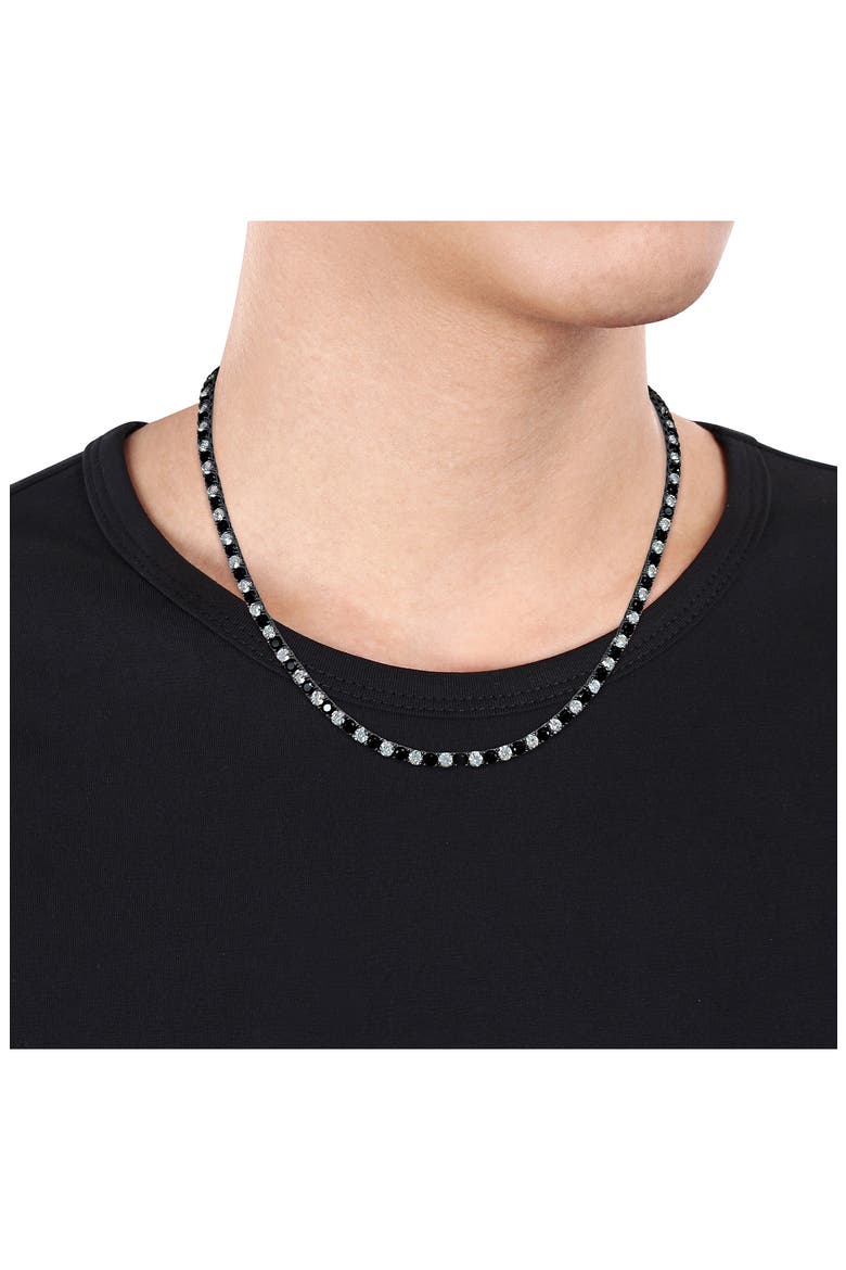 Men's Sterling Silver Lab Created Sapphire Necklace, Alternate, color, BLACK