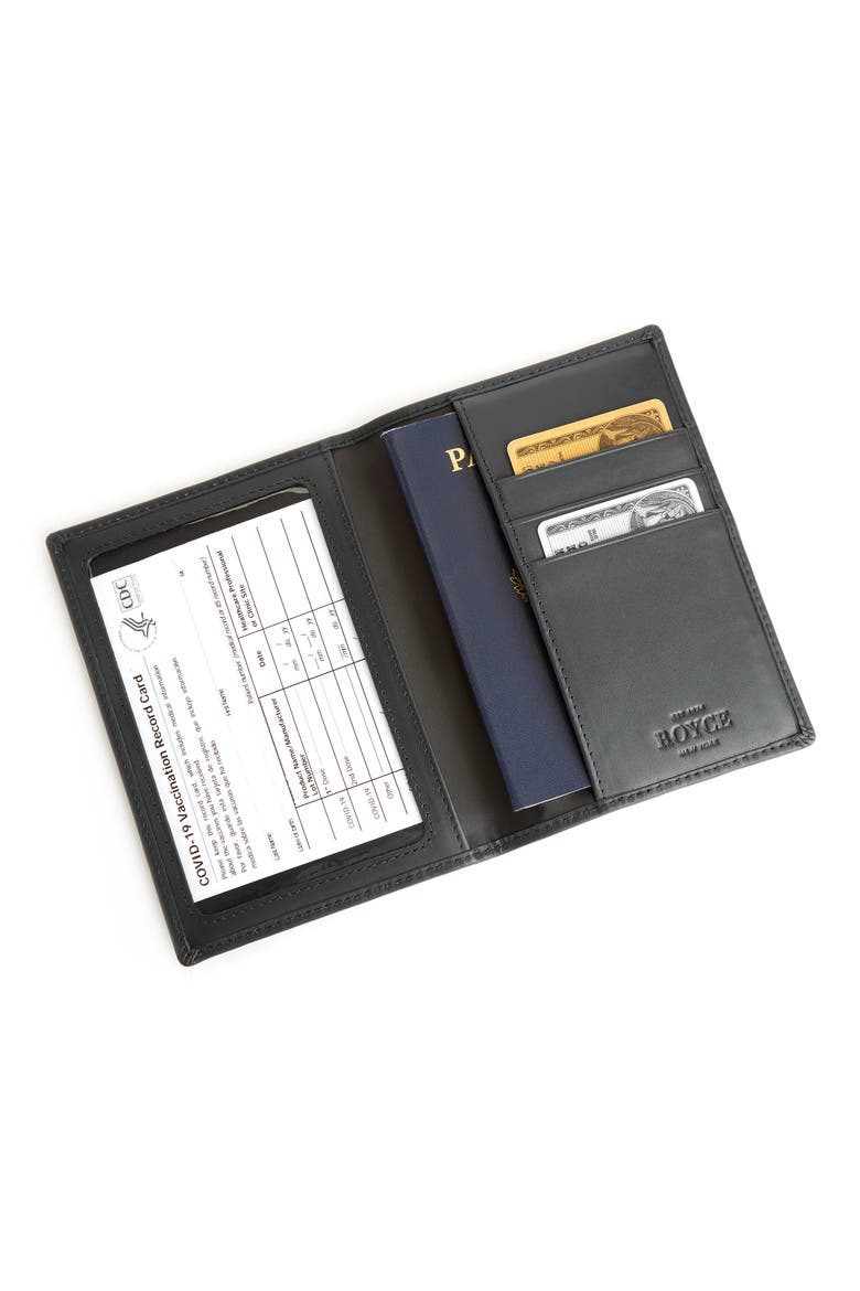 Personalized Leather Vaccine Card Holder, Alternate, color, BLACK - GOLD FOIL