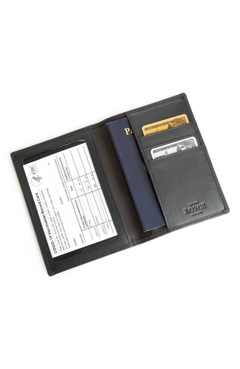 ROYCE New York Leather Vaccine Card & Passport Holder, Alternate, color, Black