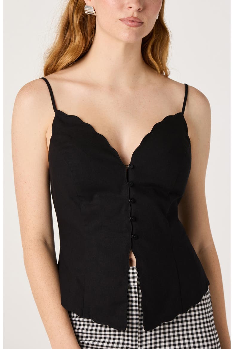 Odette Scallop Hem Camisole, Alternate, color, BLACK
