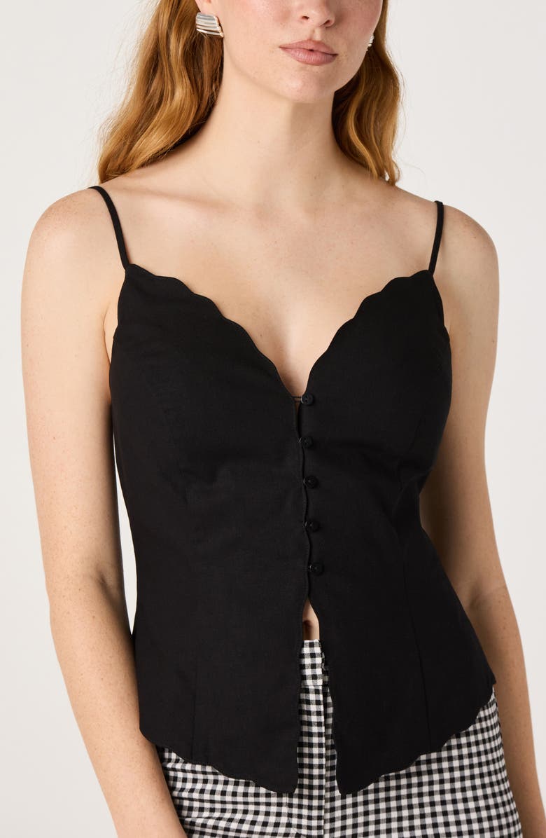 ASTR the Label Odette Scallop Hem Camisole, Alternate, color, Black