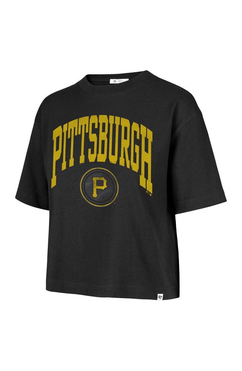 '47 Women's '47  Black Pittsburgh Pirates City Connect Shale Drop Shoulder Cropped T-Shirt, Alternate, color, 