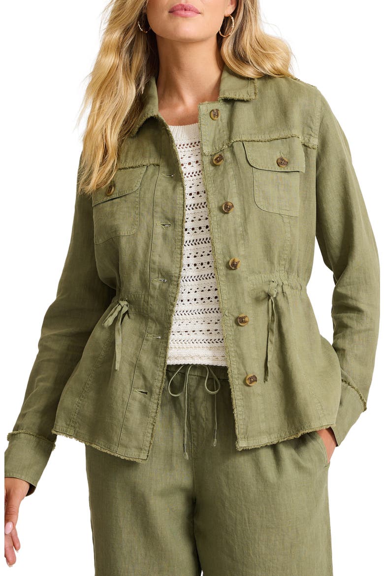 Two Palms Linen Utility Jacket, Main, color, DARK FERN