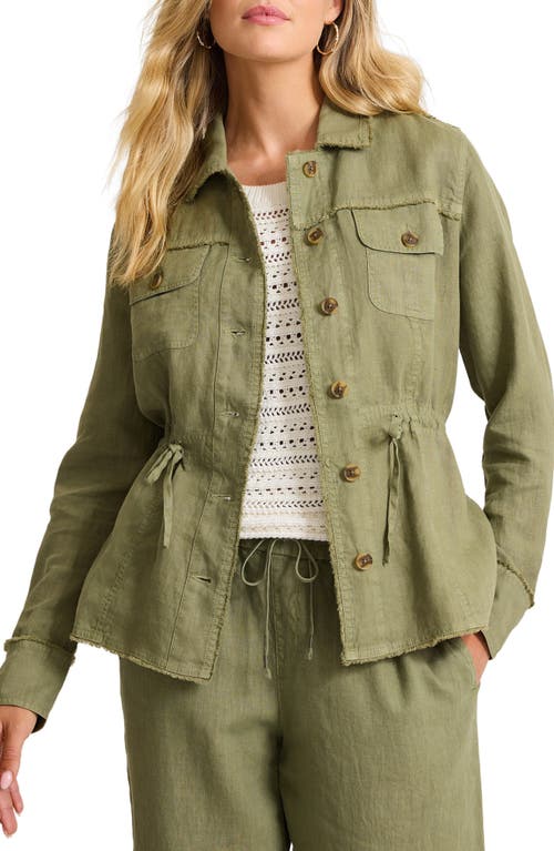 Tommy Bahama Two Palms Linen Utility Jacket In Dark Fern