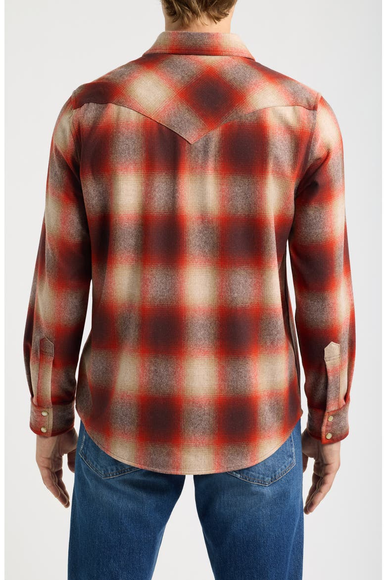 Canyon Plaid Wool Western Shirt, Alternate, color, RED/ TAN MIX OMBRE