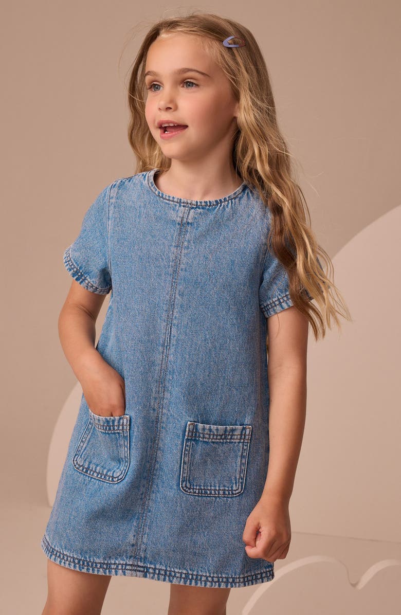 NEXT Kids' Denim Shift Dress, Alternate, color, Blue