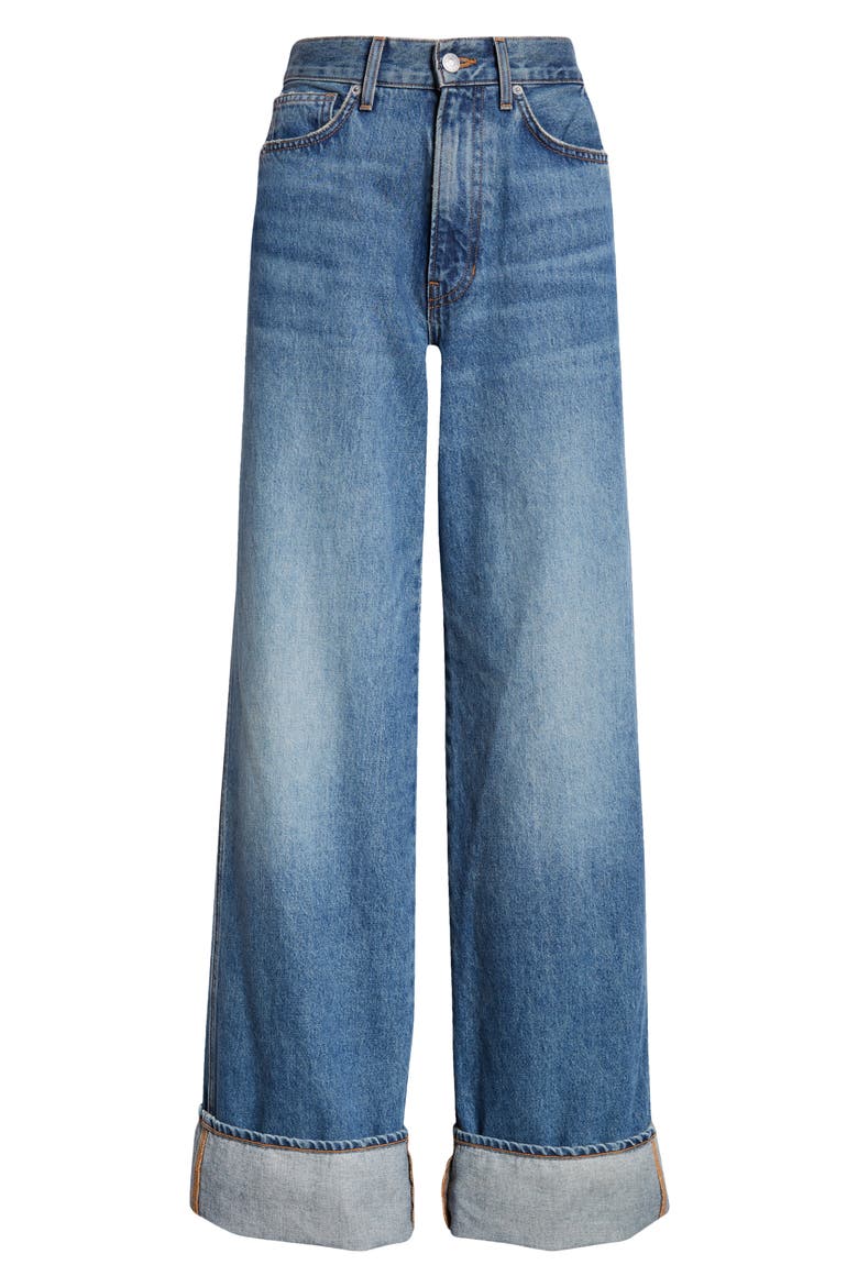 Taylor High Waist Wide Leg Cuffed Jeans, Alternate, color, REBEL STONE