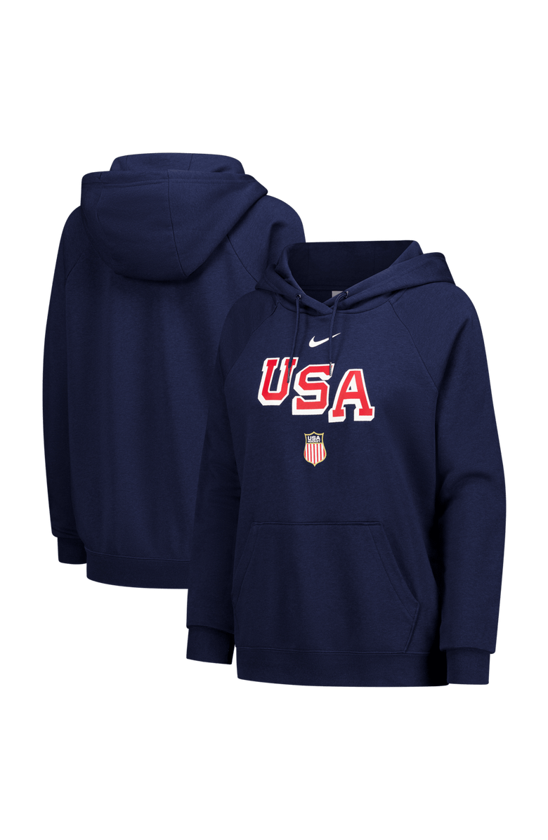 Nike Women
s Nike Navy US Hockey Varsity Raglan Tri-Blend Hoodie, Main, color, Navy