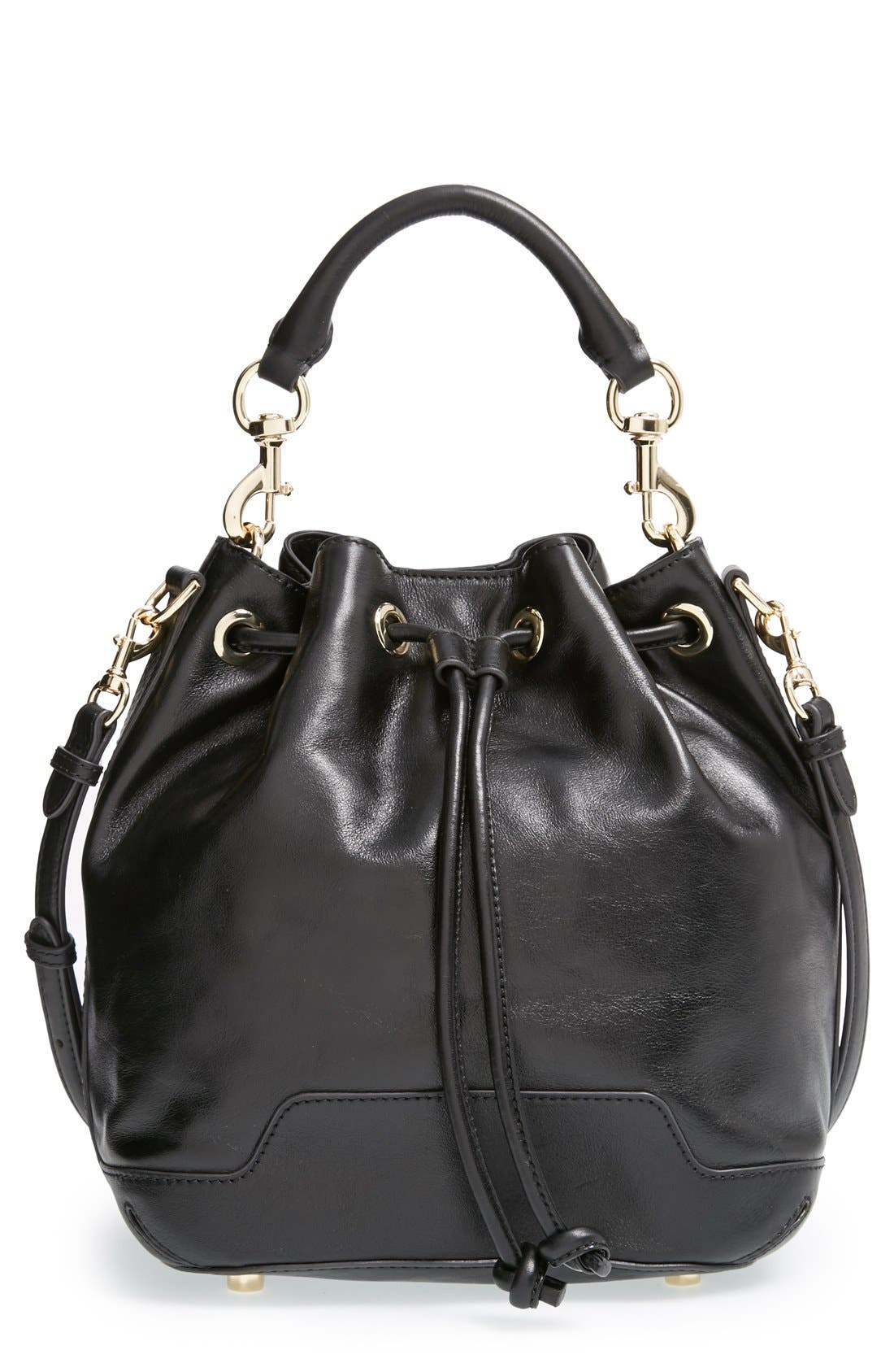 'Fiona' Bucket Bag, Main, color, BLACK