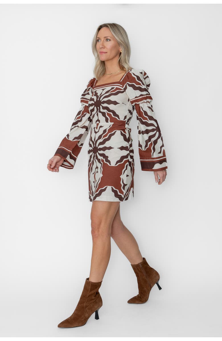 West Of Martine Mini Dress, Alternate, color, Capucine Border Print