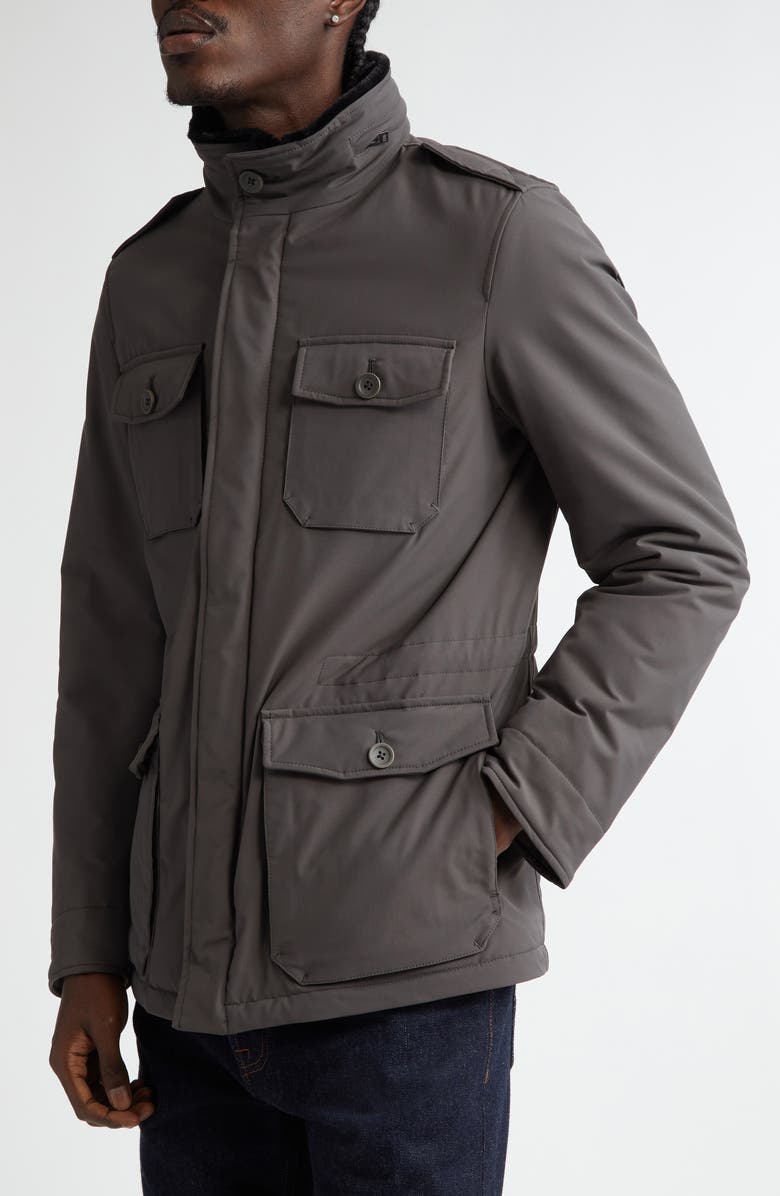 Herno Keystone Nylon Field Jacket with Faux Fur Lining, Alternate, color, 