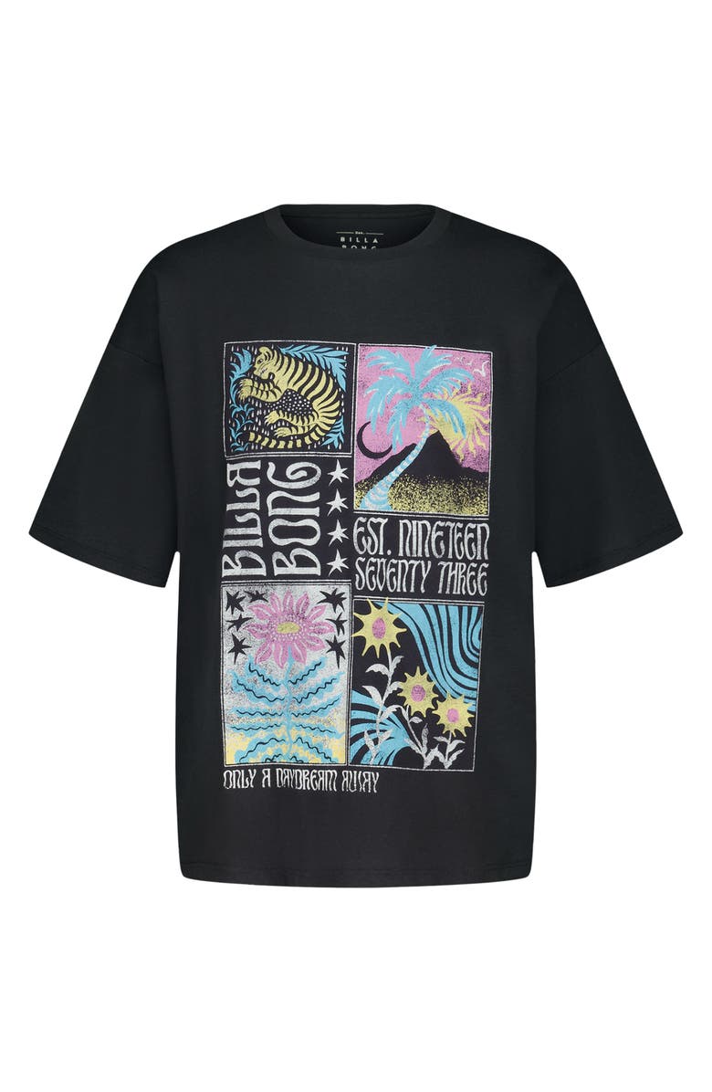Billabong Kids' Daydream Oversize Cotton Graphic T-Shirt, Main, color, Black