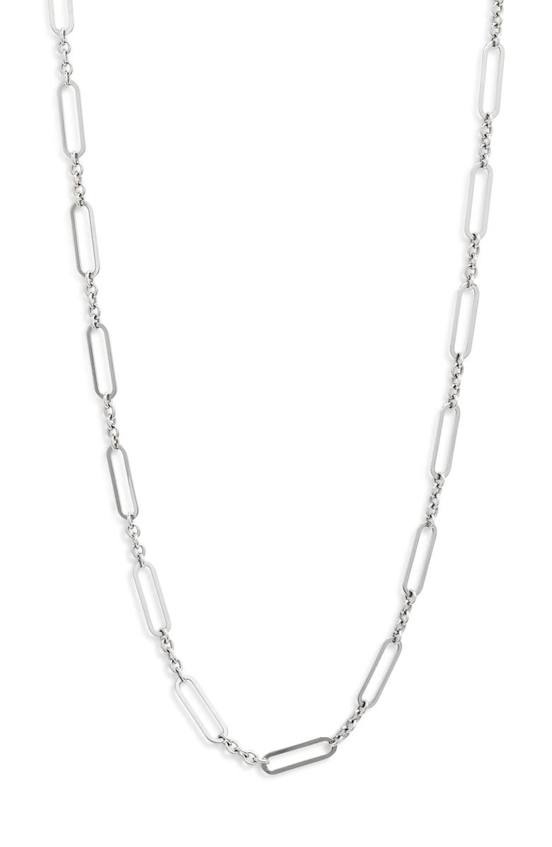 Anzie Mini Paper Clip Chain Necklace, Main, color, White