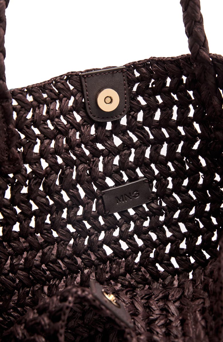 MANGO Maxi Natural Fiber Tote, Alternate, color, Chocolate