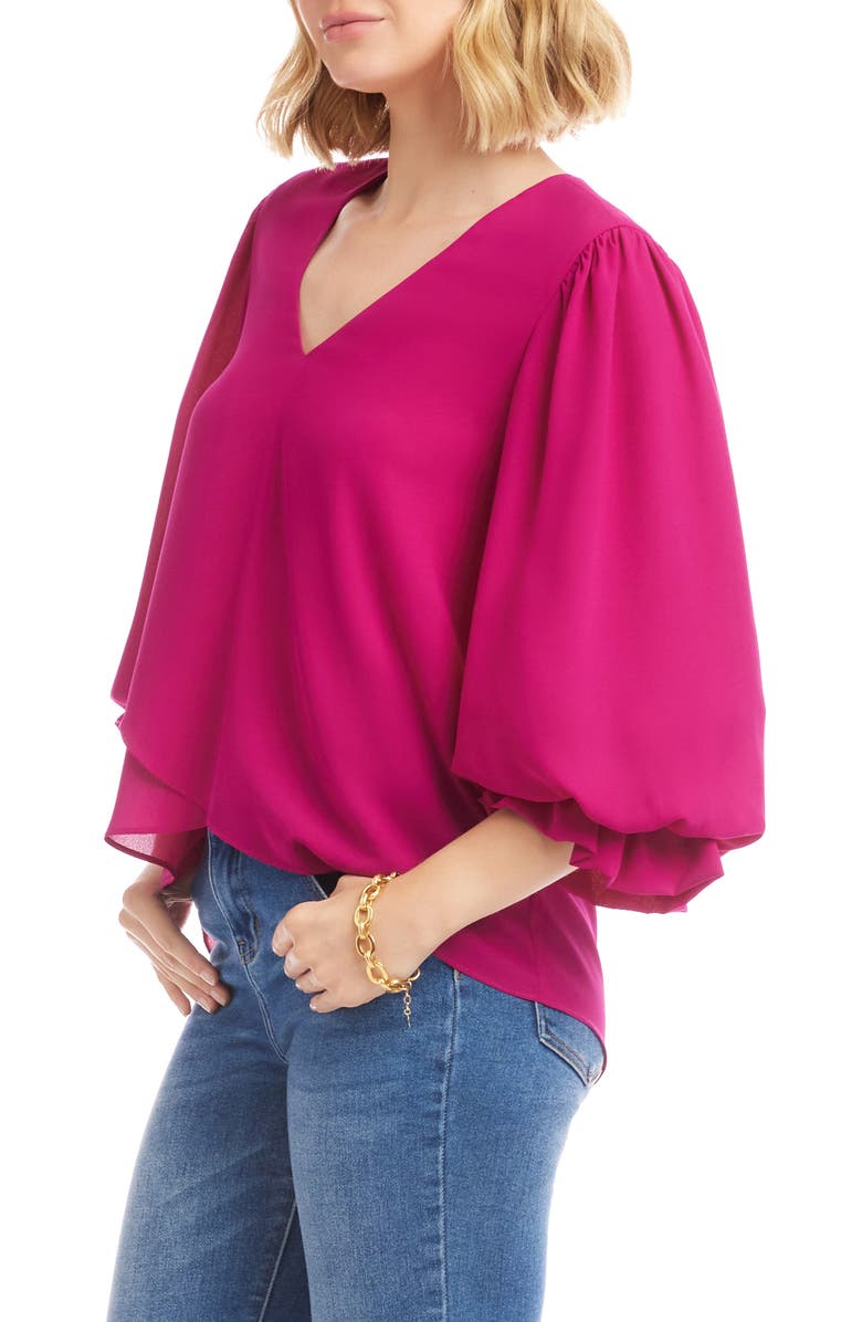 Karen Kane Crossover Hem Asymmetric Top, Alternate, color, Magenta Pink