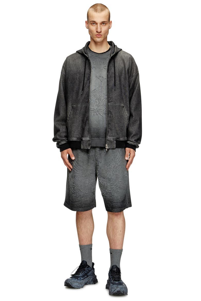P-Crowde Laser Etched Sweat Shorts, Alternate, color, GREY