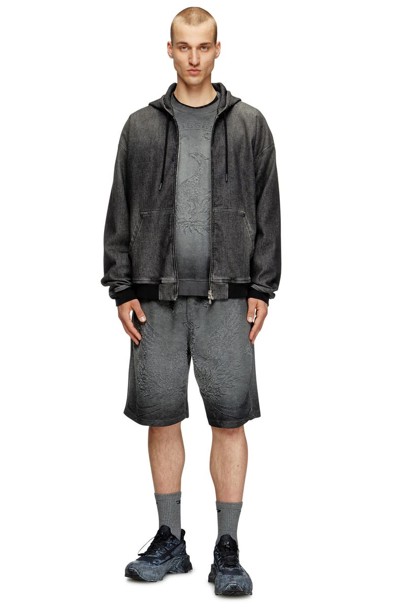 DIESEL<sup>®</sup> P-Crowde Laser Etched Sweat Shorts, Alternate, color, Grey