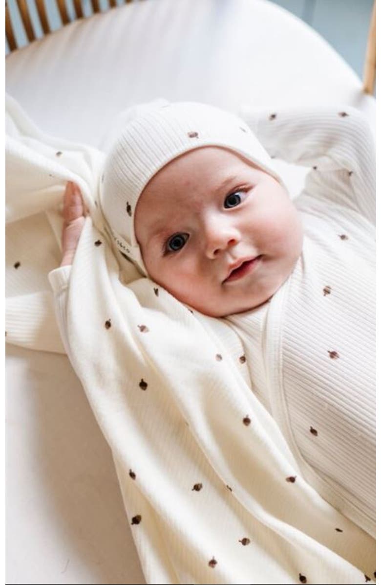 Ely's & Co. Baby Ribbed Cotton Receiving Blanket, Alternate, color, Acorn