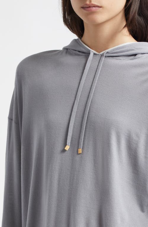Eleventy Merino Wool Hoodie In Dust And White